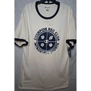 Champion Ringer Tee Shirt Rec Club, Men's Sz XL, Natural NWT